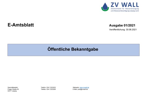 E-Amtsblatt ZV WALL 2021